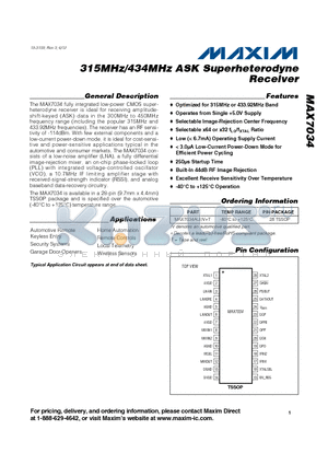MAX7034_1206 datasheet - 315MHz/434MHz ASK Superheterodyne Receiver