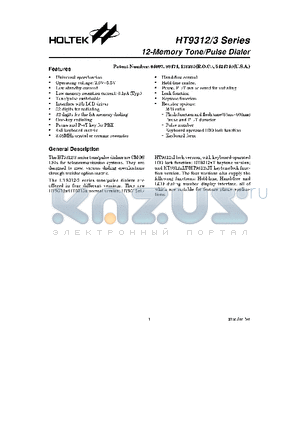 HT9312AT datasheet - 12-Memory Tone/Pulse Dialer