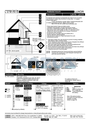 LX174 datasheet - Pedestal mount