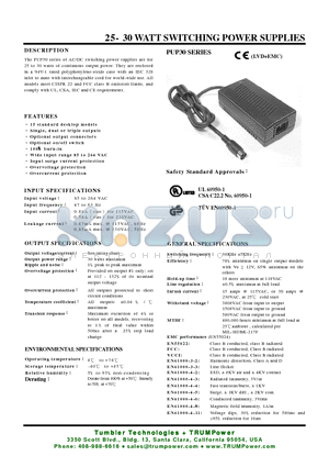 PUP30-17 datasheet - 25- 30 WATT SWITCHING POWER SUPPLIES