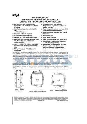 P8042 datasheet - UNIVERSAL PERIPHERAL INTERFACE CHMOS 8-BIT SLAVE MICROCONTROLLER