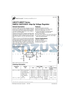 LM2577S-12 datasheet - SIMPLE SWITCHER-R Step-Up Voltage Regulator