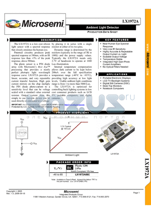 LX1972AIBC datasheet - Ambient Light Detector