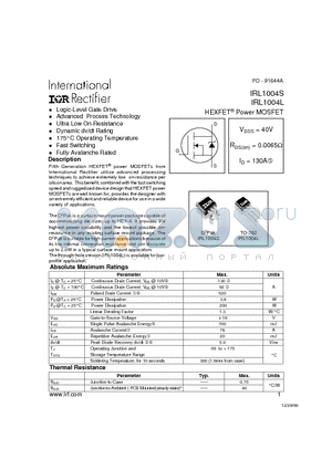 IRL1004L datasheet - HEXFET Power MOSFET