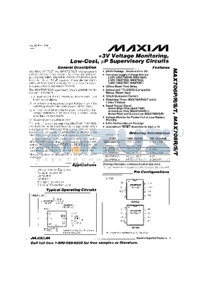 MAX706RMJA datasheet - 3V Voltage Monitoring, Low-Cost, lP Supervisory Circuits