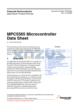 MPC5565AVZ112 datasheet - Microcontroller