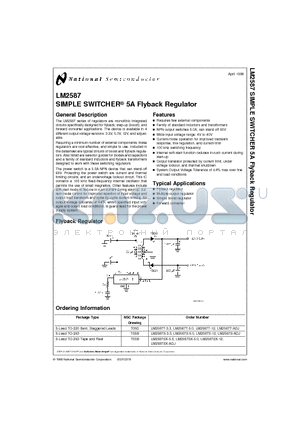 LM2587S-12 datasheet - SIMPLE SWITCHER 5A Flyback Regulator