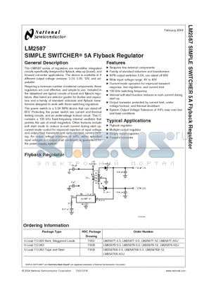 LM2587S-12 datasheet - SIMPLE SWITCHER^ 5A Flyback Regulator