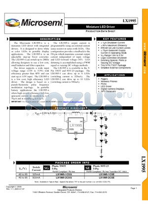 LX1995 datasheet - Miniature LED Driver