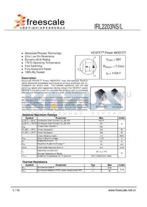 IRL2203NL datasheet - HEXFET^ Power MOSFET