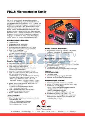 PIC18C452 datasheet - Microcontroller