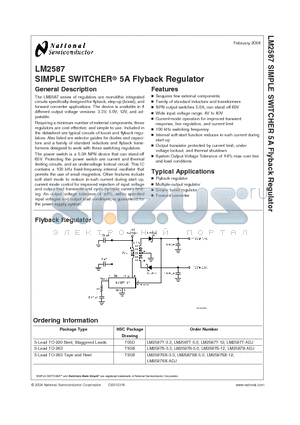 LM2587_04 datasheet - SIMPLE SWITCHER^ 5A Flyback Regulator