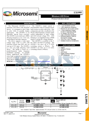 LX1995-2CSG-TR datasheet - Miniature LED Driver