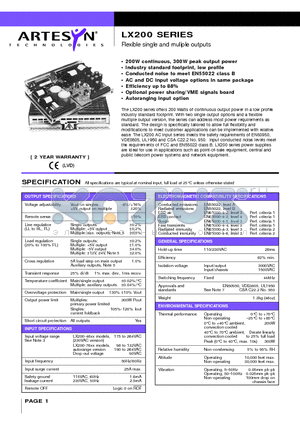 LX200-7617-C-S datasheet - Flexible single and muliple outputs