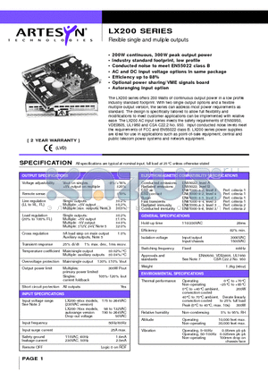 LX200-7624-C-S datasheet - Flexible single and muliple outputs