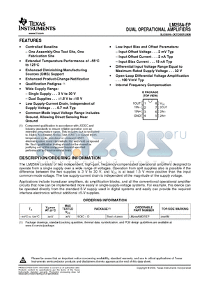 LM258A-EP datasheet - DUAL OPERATIONAL AMPLIFIERS