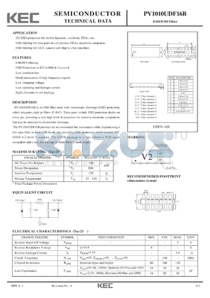 PV1010UDF16B datasheet - ESD/EMI Filter