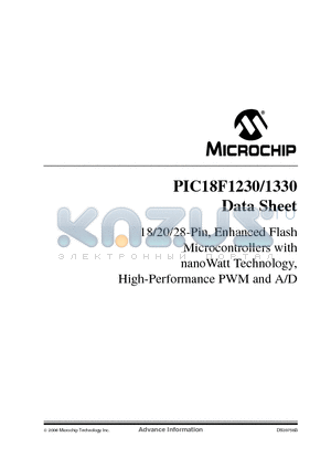 PIC18F1230-I/ML datasheet - 18/20/28-Pin, Enhanced Flash Microcontrollers with nanoWatt Technology, High-Performance PWM and A/D