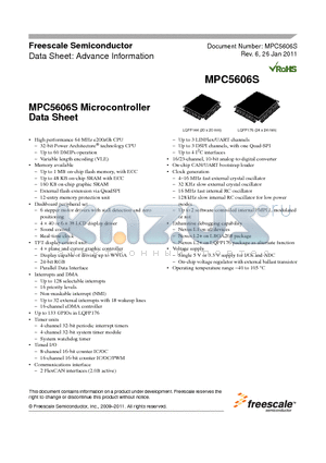 MPC5604S datasheet - MPC5606S Microcontroller Data Sheet
