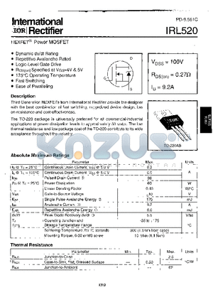 IRL520 datasheet - HEXFET POWER MOSFET