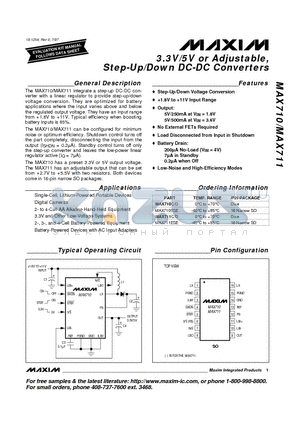 MAX710 datasheet - 3.3V/5V or Adjustable, Step-Up/Down DC-DC Converters