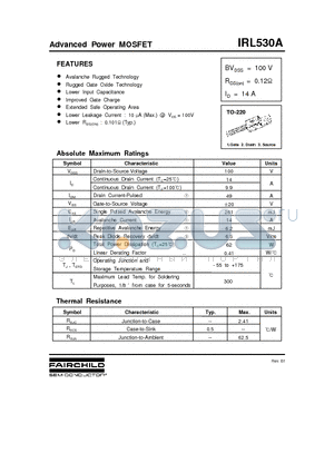 IRL530A datasheet - Advanced Power MOSFET