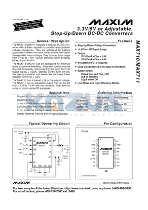 MAX711ESE datasheet - 3.3V/5V or Adjustable, Step-Up/Down DC-DC Converters