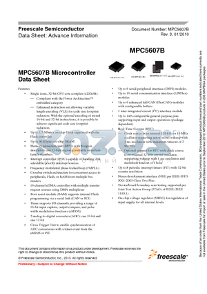 MPC5605BEVLLR datasheet - Microcontroller