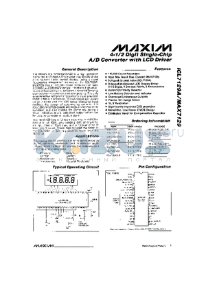 MAX7129CJL datasheet - 4-1/2 Digit Single-Chip A/D Converter with LCD Driver