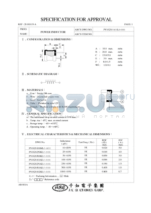 PV1620251KL datasheet - POWER INDUCTOR