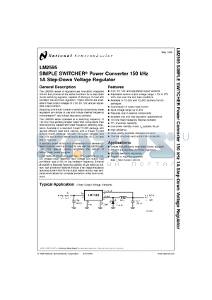 LM2595J-12-QML datasheet - SIMPLE SWITCHER Power Converter 150 kHz 1A Step-Down Voltage Regulator