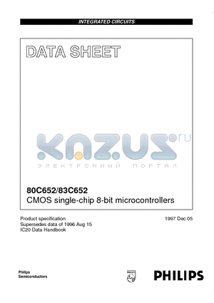 P80C652EBP datasheet - CMOS single-chip 8-bit microcontrollers