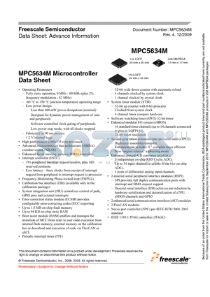 MPC5632MF0MLUA8 datasheet - microcontroller units (MCUs)