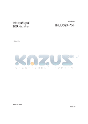 IRLD024PBF datasheet - HEXFET^ Power MOSFET