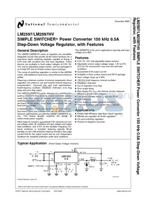 LM2597 datasheet - SIMPLE SWITCHER Power Converter 150 kHz 0.5A Step-Down Voltage Regulator, with Features