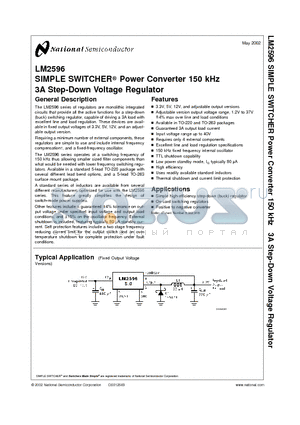 LM2596T-ADJ datasheet - SIMPLE SWITCHER Power Converter 150 kHz 3A Step-Down Voltage Regulator