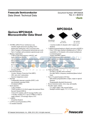 MPC5642A datasheet - Qorivva MPC5642A Microcontroller
