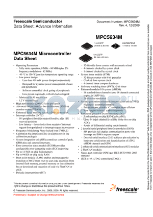 MPC5634MF0MLUA4 datasheet - microcontroller units (MCUs)