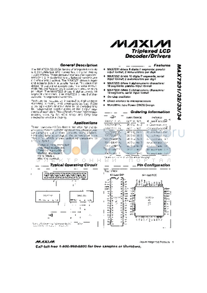 MAX7232CFIQ datasheet - Triplexed LCD Decoder/Drivers