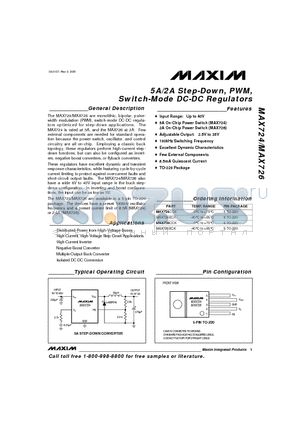 MAX726ECK datasheet - 5A/2A Step-Down, PWM, Switch-Mode DC-DC Regulators