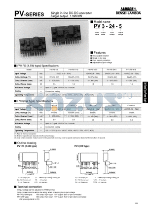 PV3-12-5 datasheet - Single in-line DC-DC converter Single output 1.5W/3W