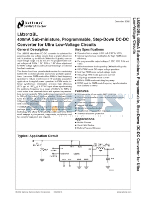 LM26 datasheet - 400mA Sub-miniature, Programmable, Step-Down DC-DC Converter for Ultra Low-Voltage Circuits