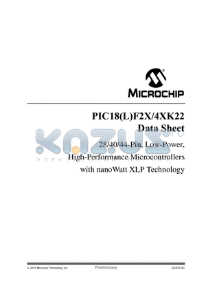 PIC18F23K22T-I/P datasheet - 28/40/44-Pin, Low-Power, High-Performance Microcontrollers with nanoWatt XLP Technology