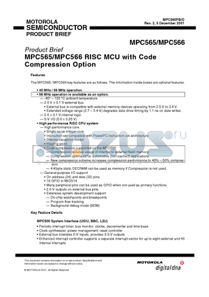 MPC565CZP56 datasheet - RISC MCU with Code Compression Option