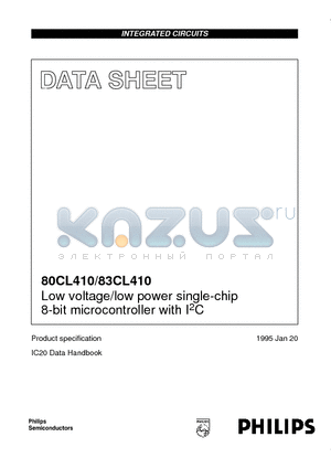 P80CL410HFD datasheet - Low voltage/low power single-chip 8-bit microcontroller with I2C