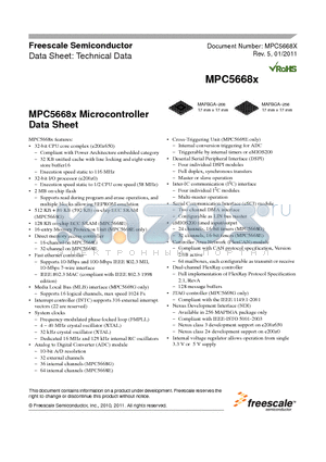 MPC5668E datasheet - MPC5668x Microcontroller Data Sheet
