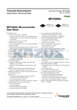 MPC5668G datasheet - MPC5668x Microcontroller Data Sheet