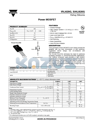 IRLI620GPBF datasheet - Power MOSFET