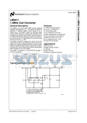LM2611BMFX datasheet - 1.4MHz Cuk Converter