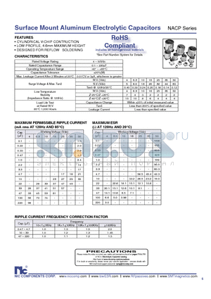 NACP1.0M16V6.3X5.5TR13F datasheet - Surface Mount Aluminum Electrolytic Capacitors